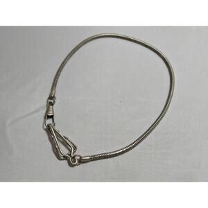 Vintage silver tone serpentine pocket watch fob chain 14.25”